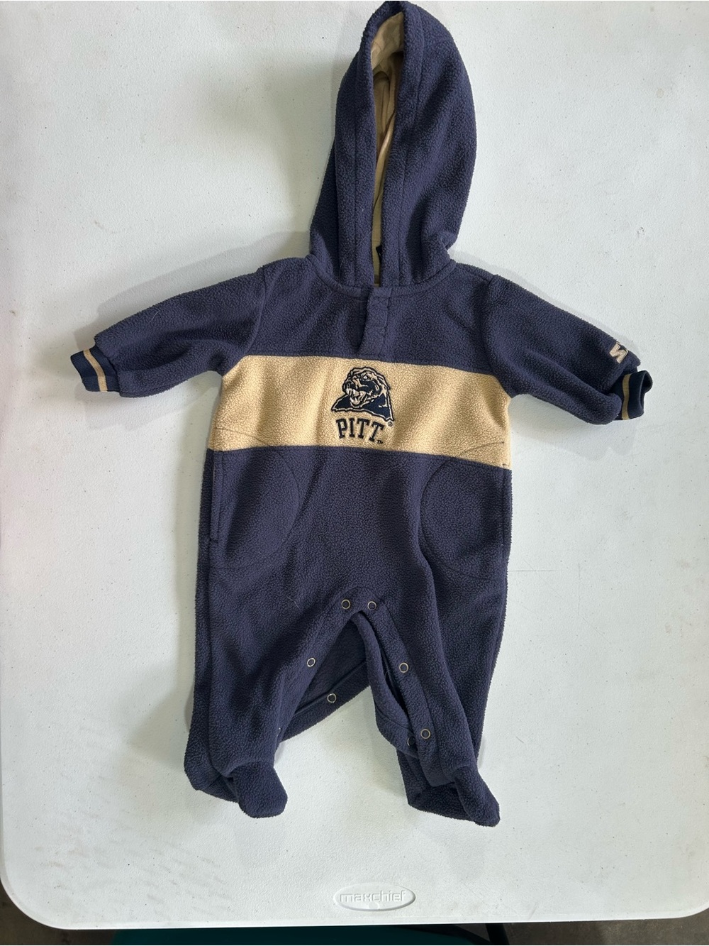 STARTER Navy and Gold Pitt Hooded Baby One-Piece